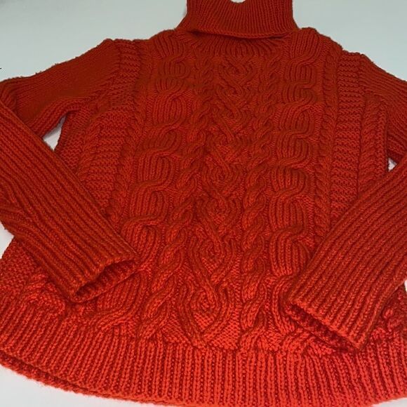 Vintage hand Knit cable knit turtleneck Sweater Fisherman Core C33 - Picture 2 of 7